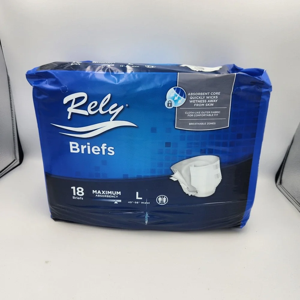 Rely Unisex Disposable Briefs Adult Large 18 Count‎ Pack